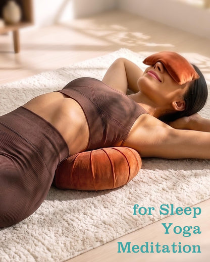Premium Crescent Meditation Cushion, Buckwheat Yoga Bolster Pillow