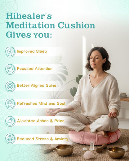 Premium Crescent Meditation Cushion, Buckwheat Yoga Bolster Pillow