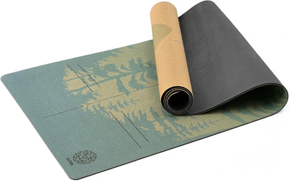 Cork Yoga Mat with Natural Rubber Base, Extra Size, Thickness and Support, Excellent Cushion & Grip, Non-Slip, Non-Toxic, Sweat-Resistant, Sustainable, Eco-friendly Exercise Mat