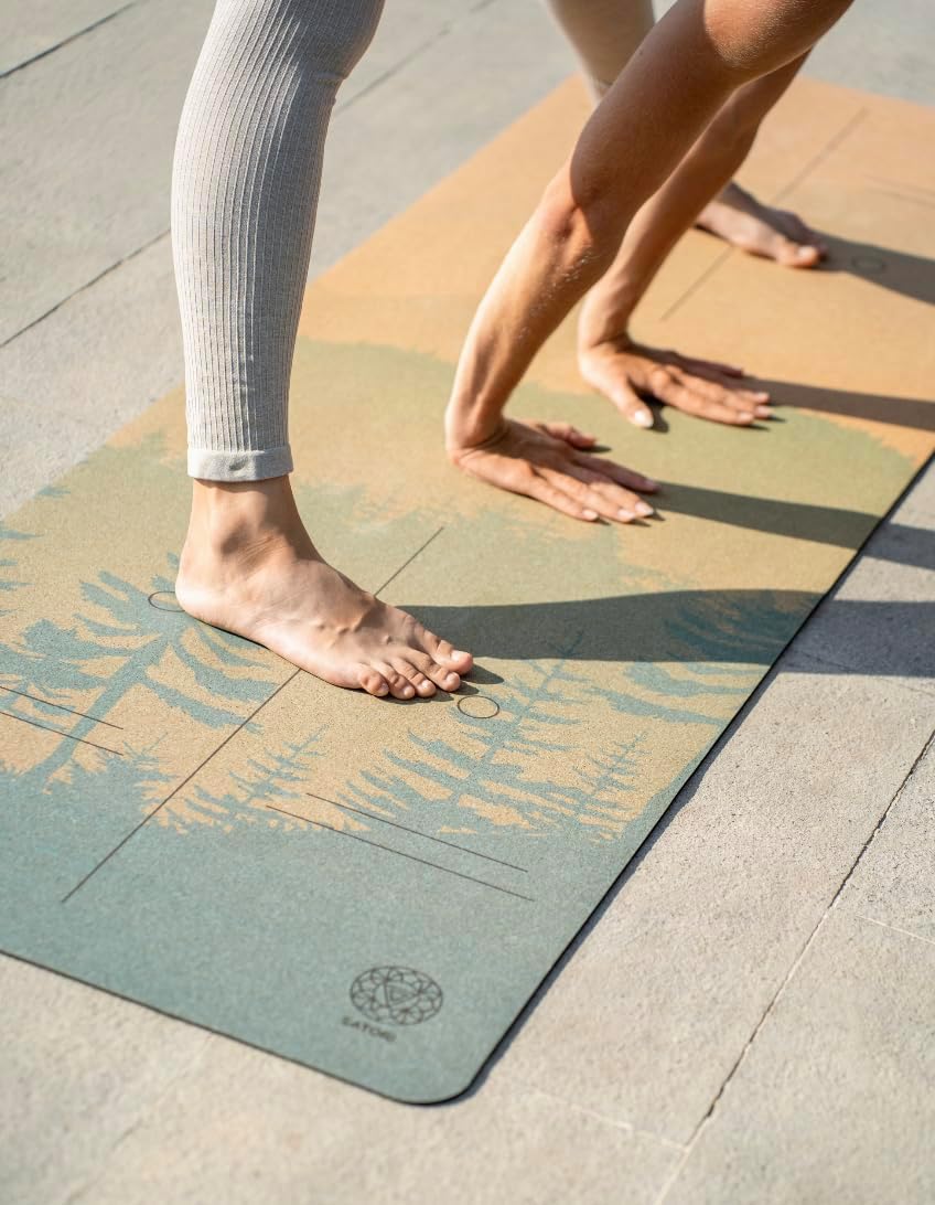 Cork Yoga Mat with Natural Rubber Base, Extra Size, Thickness and Support, Excellent Cushion & Grip, Non-Slip, Non-Toxic, Sweat-Resistant, Sustainable, Eco-friendly Exercise Mat