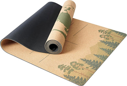 Cork Yoga Mat with Natural Rubber Base, Extra Size, Thickness and Support, Excellent Cushion & Grip, Non-Slip, Non-Toxic, Sweat-Resistant, Sustainable, Eco-friendly Exercise Mat