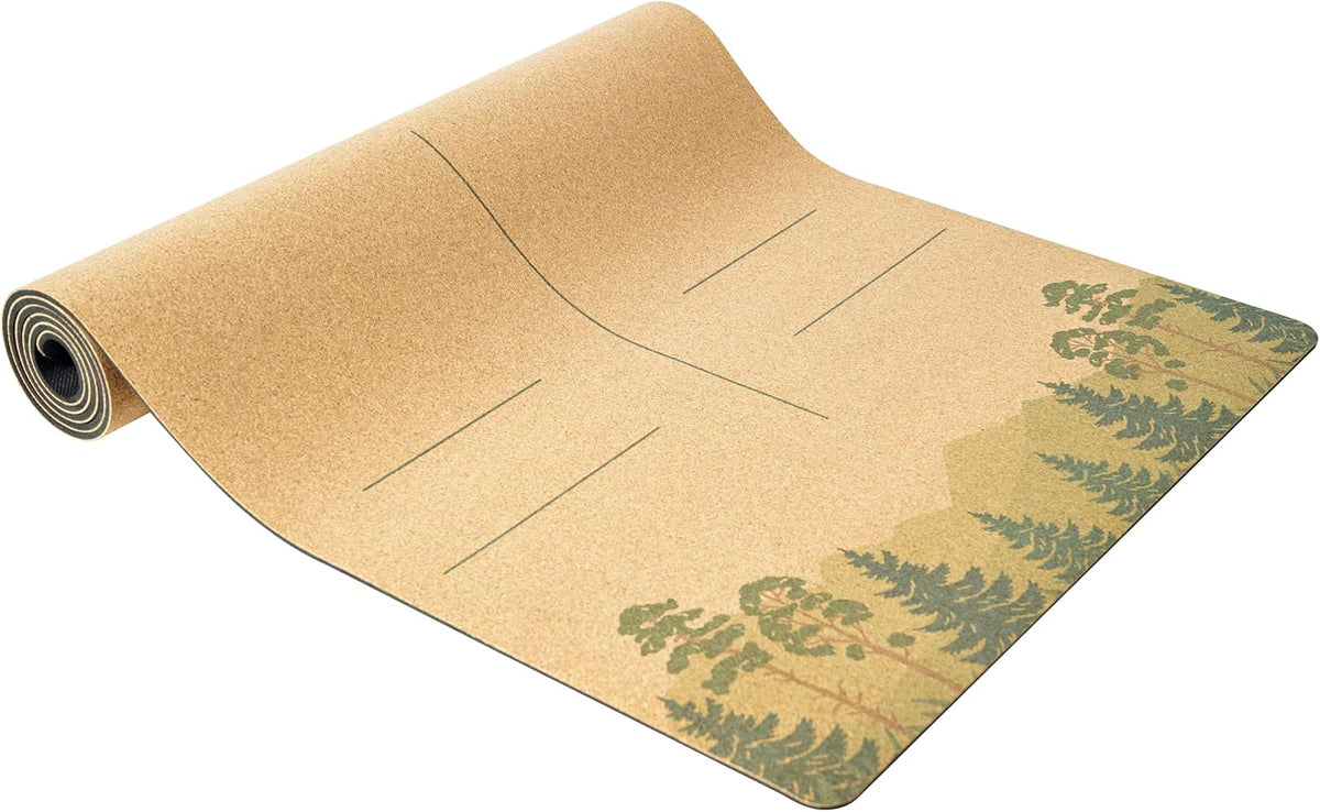 Cork Yoga Mat with Natural Rubber Base, Extra Size, Thickness and Support, Excellent Cushion & Grip, Non-Slip, Non-Toxic, Sweat-Resistant, Sustainable, Eco-friendly Exercise Mat