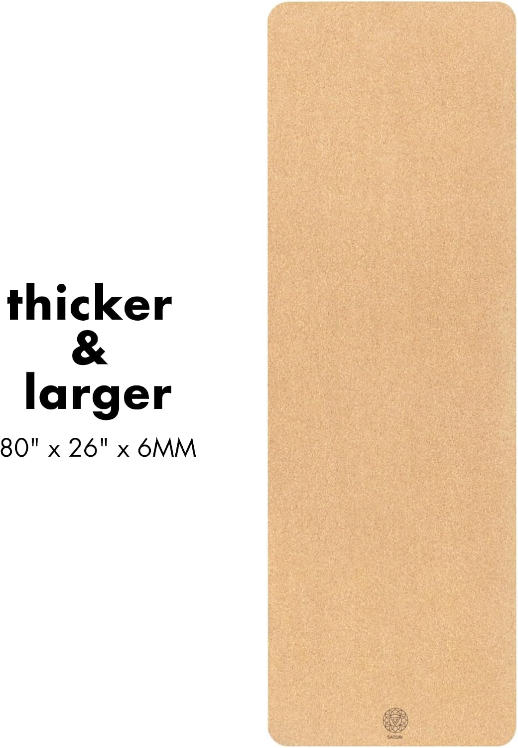 Cork Yoga Mat with Natural Rubber Base, Extra Size, Thickness and Support, Excellent Cushion & Grip, Non-Slip, Non-Toxic, Sweat-Resistant, Sustainable, Eco-friendly Exercise Mat