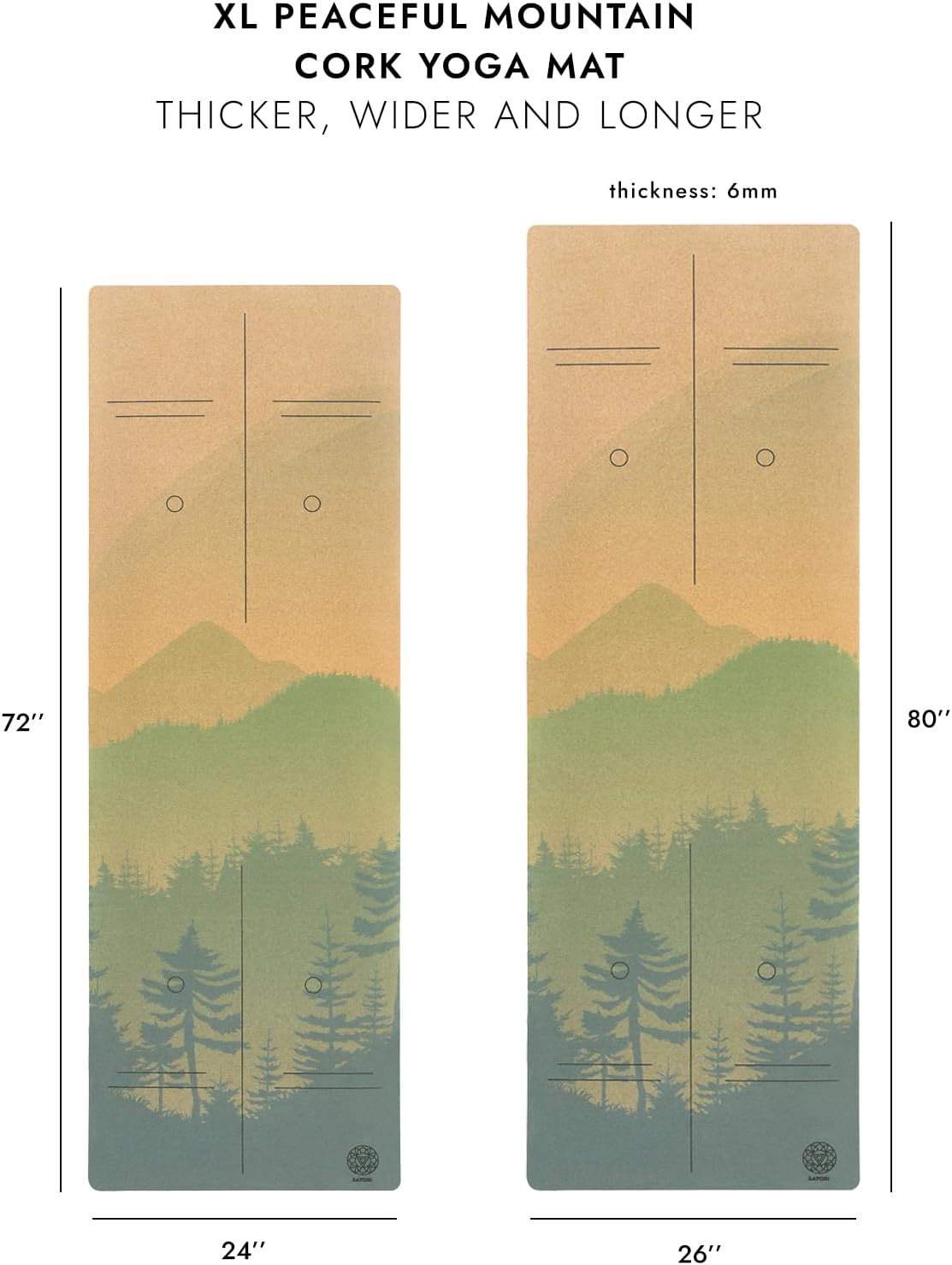 Cork Yoga Mat with Natural Rubber Base, Extra Size, Thickness and Support, Excellent Cushion & Grip, Non-Slip, Non-Toxic, Sweat-Resistant, Sustainable, Eco-friendly Exercise Mat