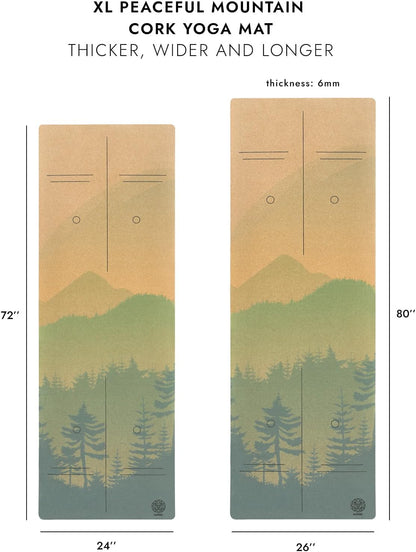 Cork Yoga Mat with Natural Rubber Base, Extra Size, Thickness and Support, Excellent Cushion & Grip, Non-Slip, Non-Toxic, Sweat-Resistant, Sustainable, Eco-friendly Exercise Mat