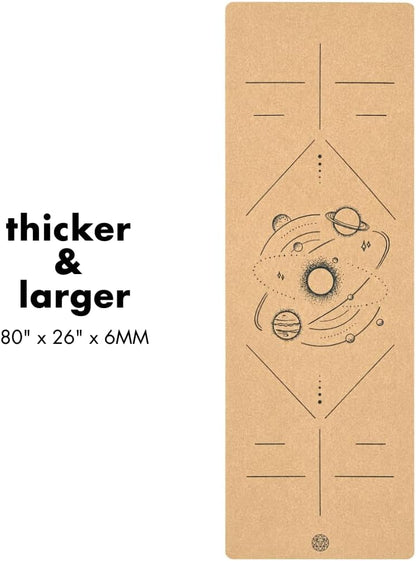 Cork Yoga Mat with Natural Rubber Base, Extra Size, Thickness and Support, Excellent Cushion & Grip, Non-Slip, Non-Toxic, Sweat-Resistant, Sustainable, Eco-friendly Exercise Mat