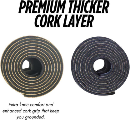Cork Yoga Mat with Natural Rubber Base, Extra Size, Thickness and Support, Excellent Cushion & Grip, Non-Slip, Non-Toxic, Sweat-Resistant, Sustainable, Eco-friendly Exercise Mat