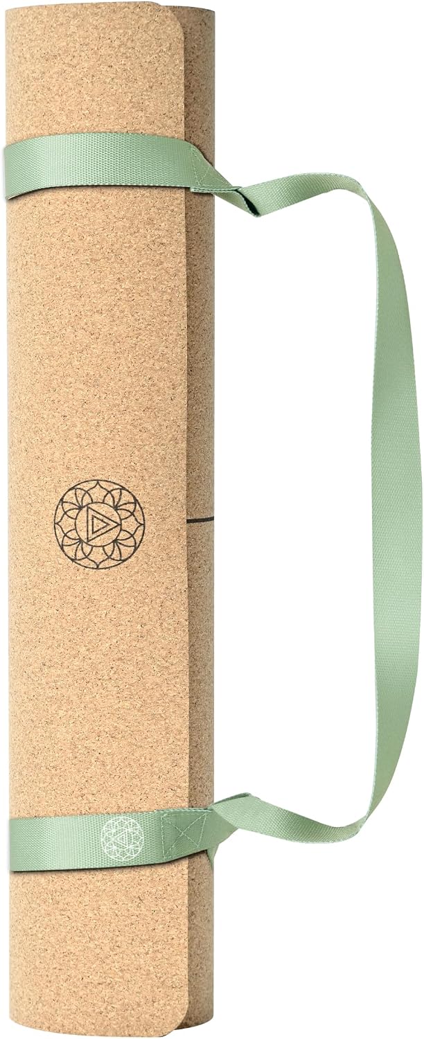 Cork Yoga Mat with Natural Rubber Base, Extra Size, Thickness and Support, Excellent Cushion & Grip, Non-Slip, Non-Toxic, Sweat-Resistant, Sustainable, Eco-friendly Exercise Mat