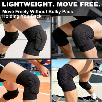 Volleyball Knee Pads for Men Women, Soft Sleeves with Thick Foam, Black M