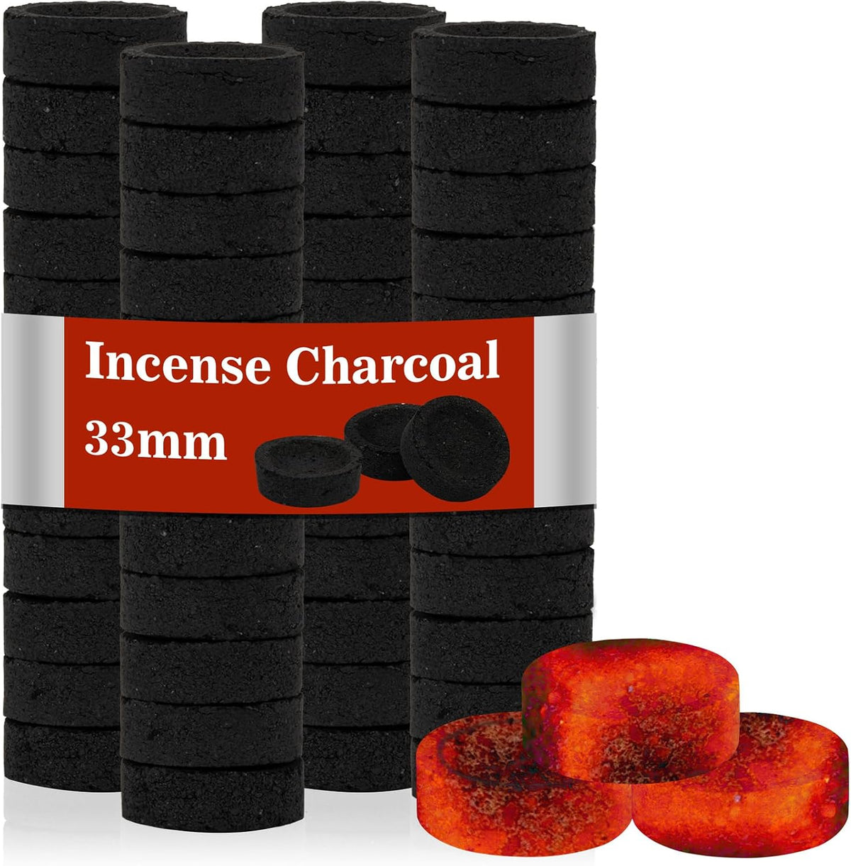 MAQIHAN 50PCS Incense Charcoal Briquettes - Quick Light Charcoal Dicsc