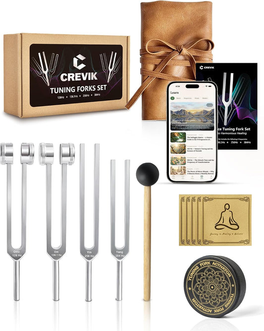 Tuning Forks for Healing Set (128, 136.1, 256, 384 hz) Resonance Set