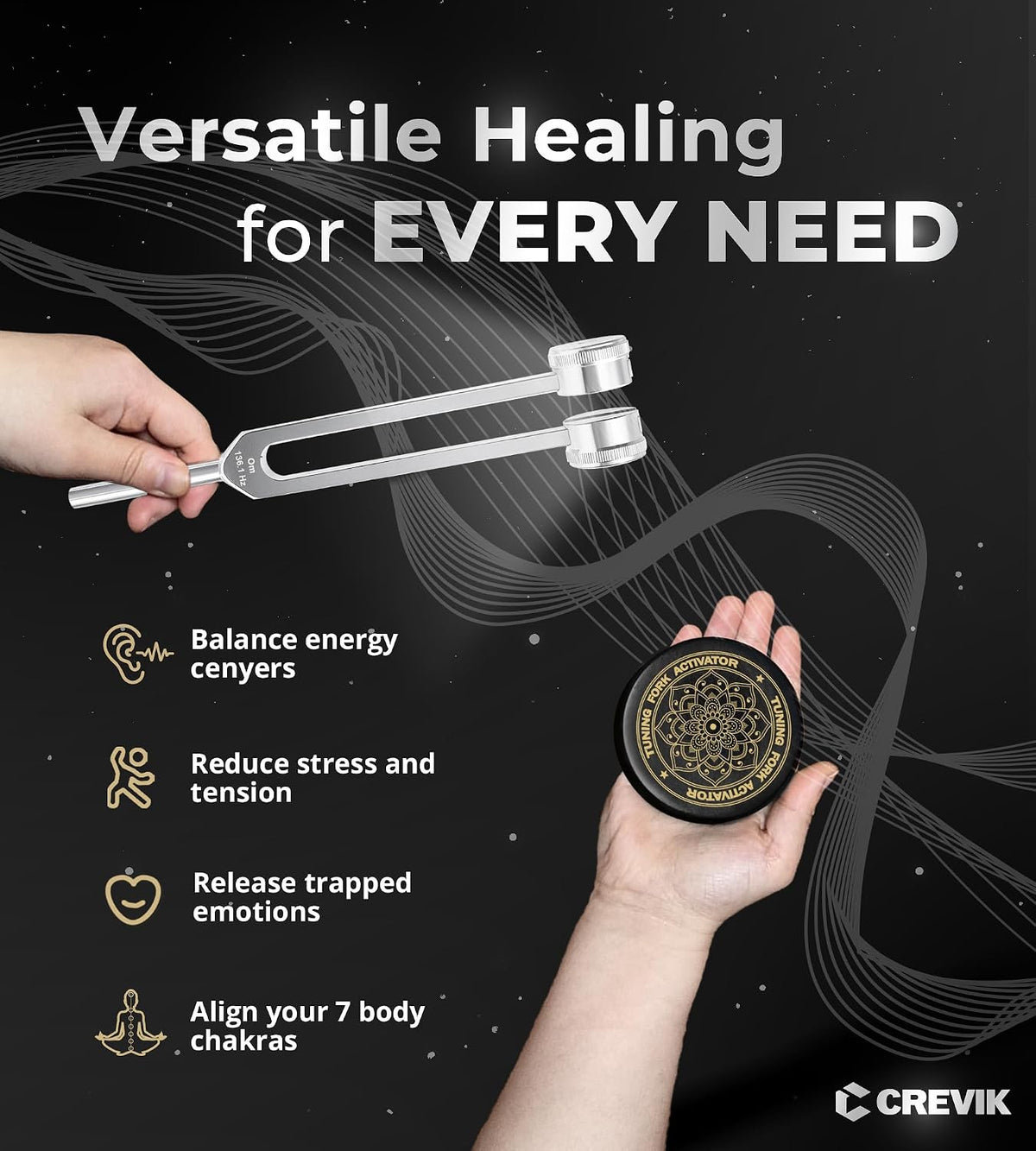 Tuning Forks for Healing Set (128, 136.1, 256, 384 hz) Resonance Set