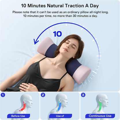 Neck Roll Pillow - Cooling Cover Round Neck Pillow for Sleeping - Memory Foam Cervical Support Pillow - Ergonomic Cylinder Pillows for Neck, Leg, Back, Yoga, Relaxing (Blue Grey)