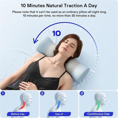 Neck Roll Pillow - Cooling Cover Round Neck Pillow for Sleeping - Memory Foam Cervical Support Pillow - Ergonomic Cylinder Pillows for Neck, Leg, Back, Yoga, Relaxing (Blue Grey)