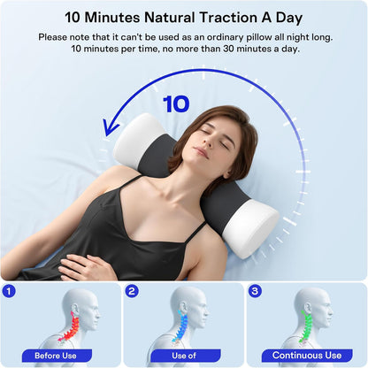 Neck Roll Pillow - Cooling Cover Round Neck Pillow for Sleeping - Memory Foam Cervical Support Pillow - Ergonomic Cylinder Pillows for Neck, Leg, Back, Yoga, Relaxing (Blue Grey)