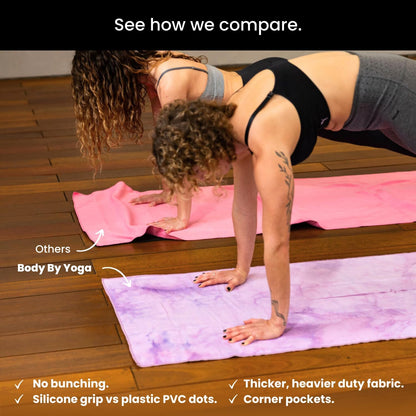 Yoga Drip: Hot Yoga Towel – Non Slip Yoga Mat Towel with Corner Pockets, Silicone Grip Dots & Subtle Alignment Lines | Sweat Absorbent, Moisture Wicking, Quick Dry | No Bunching or Sliding | 72” x 26”