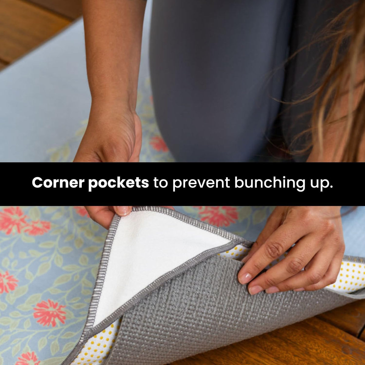 Yoga Drip: Hot Yoga Towel – Non Slip Yoga Mat Towel with Corner Pockets, Silicone Grip Dots & Subtle Alignment Lines | Sweat Absorbent, Moisture Wicking, Quick Dry | No Bunching or Sliding | 72” x 26”