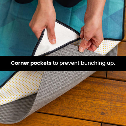 Yoga Drip: Hot Yoga Towel – Non Slip Yoga Mat Towel with Corner Pockets, Silicone Grip Dots & Subtle Alignment Lines | Sweat Absorbent, Moisture Wicking, Quick Dry | No Bunching or Sliding | 72” x 26”