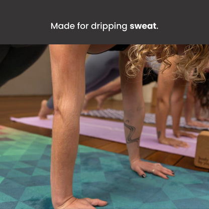 Yoga Drip: Hot Yoga Towel – Non Slip Yoga Mat Towel with Corner Pockets, Silicone Grip Dots & Subtle Alignment Lines | Sweat Absorbent, Moisture Wicking, Quick Dry | No Bunching or Sliding | 72” x 26”