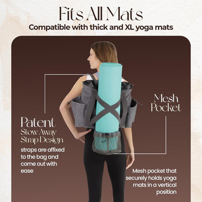 Yoga Mat Bag - Convertible Crossbody Yoga Bag, Travel Tote Back Pack