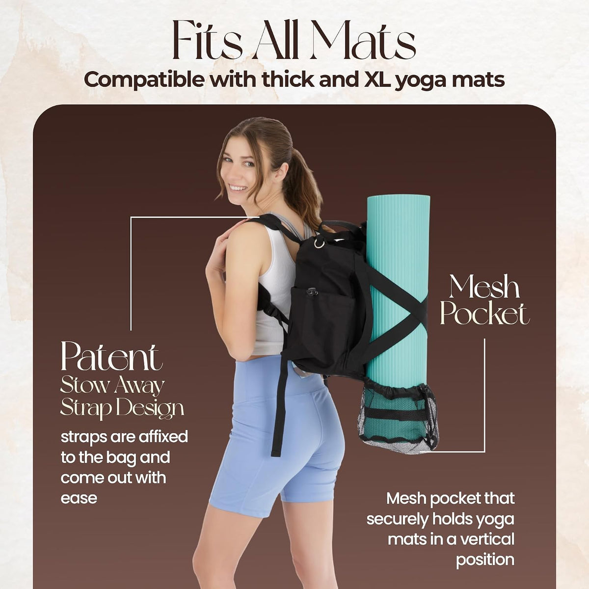 Yoga Mat Bag - Convertible Crossbody Yoga Bag, Travel Tote Back Pack