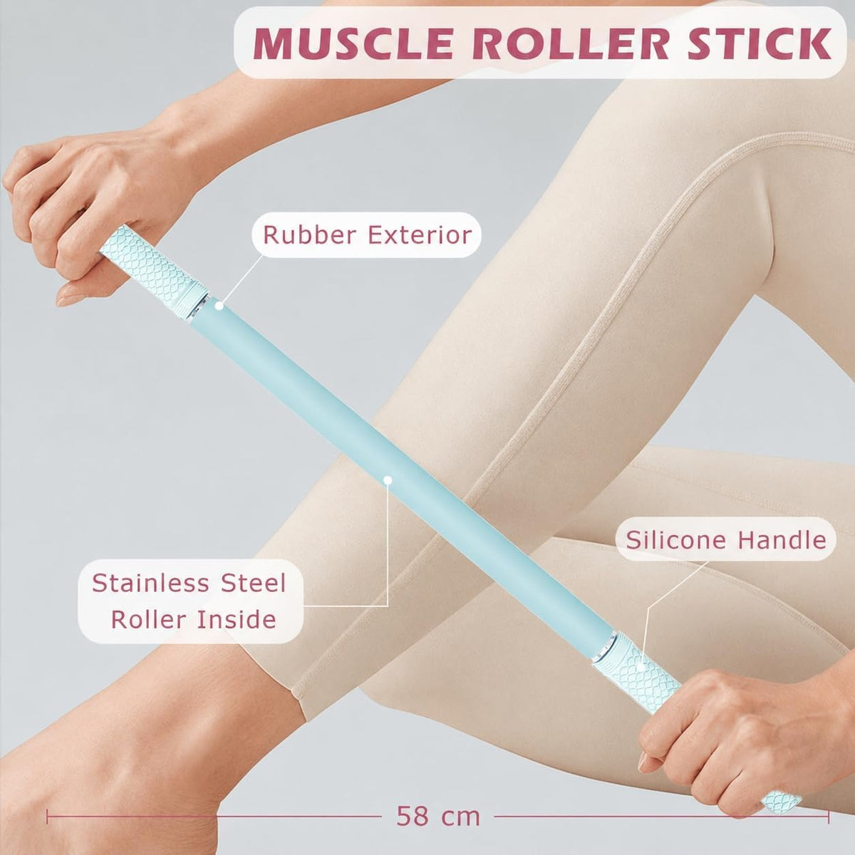 Muscle Roller Stick - Myofascial Release & Deep Tissue Massage Grey