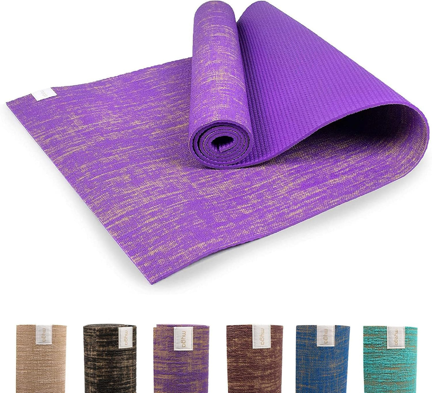 Jute Yoga Mat, High Performance Vegan Floor Exercise Mat, Eco Friendly Biodegradable Yoga Mat with PVC Backing,72" x 24", 0.2" Thickness