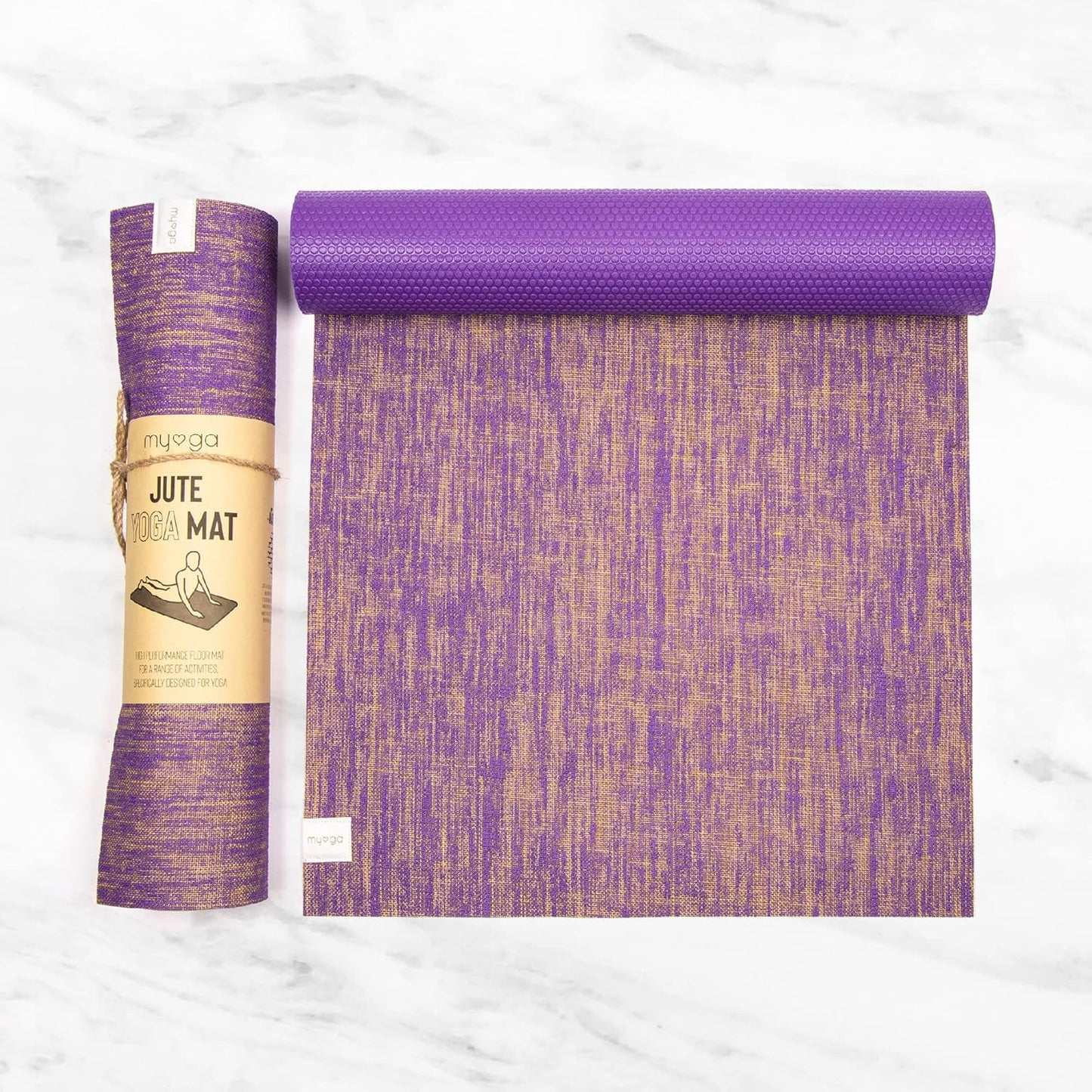 Jute Yoga Mat, High Performance Vegan Floor Exercise Mat, Eco Friendly Biodegradable Yoga Mat with PVC Backing,72" x 24", 0.2" Thickness