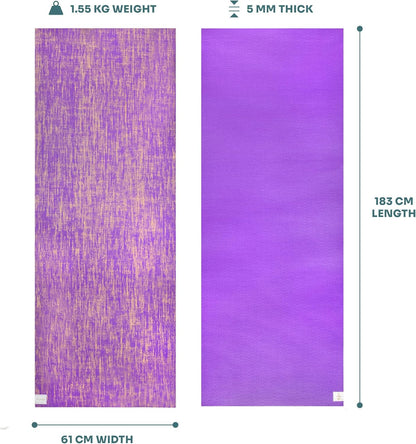 Jute Yoga Mat, High Performance Vegan Floor Exercise Mat, Eco Friendly Biodegradable Yoga Mat with PVC Backing,72" x 24", 0.2" Thickness