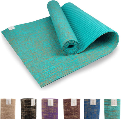 Jute Yoga Mat, High Performance Vegan Floor Exercise Mat, Eco Friendly Biodegradable Yoga Mat with PVC Backing,72" x 24", 0.2" Thickness