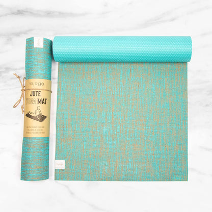 Jute Yoga Mat, High Performance Vegan Floor Exercise Mat, Eco Friendly Biodegradable Yoga Mat with PVC Backing,72" x 24", 0.2" Thickness