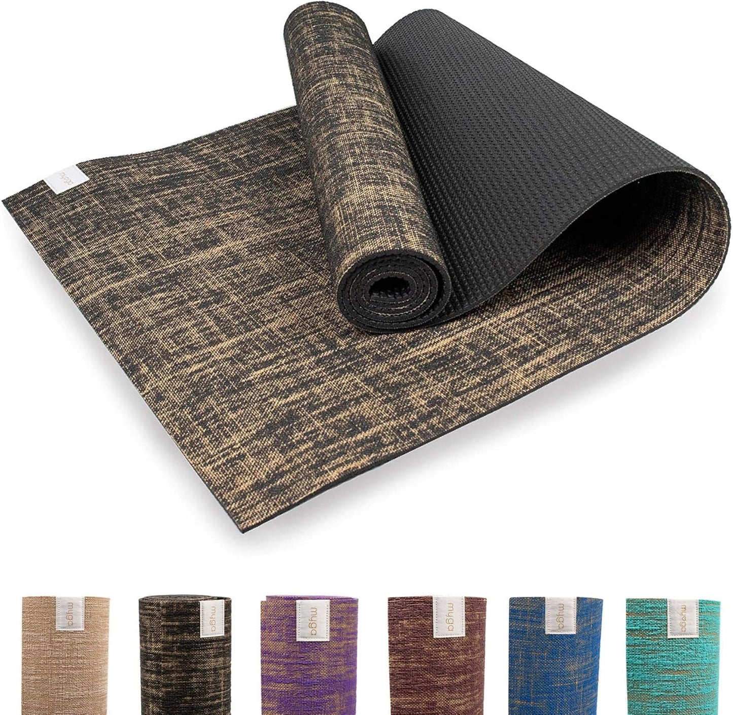 Jute Yoga Mat, High Performance Vegan Floor Exercise Mat, Eco Friendly Biodegradable Yoga Mat with PVC Backing,72" x 24", 0.2" Thickness