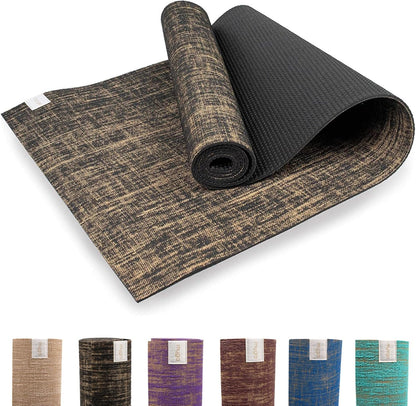 Jute Yoga Mat, High Performance Vegan Floor Exercise Mat, Eco Friendly Biodegradable Yoga Mat with PVC Backing,72" x 24", 0.2" Thickness