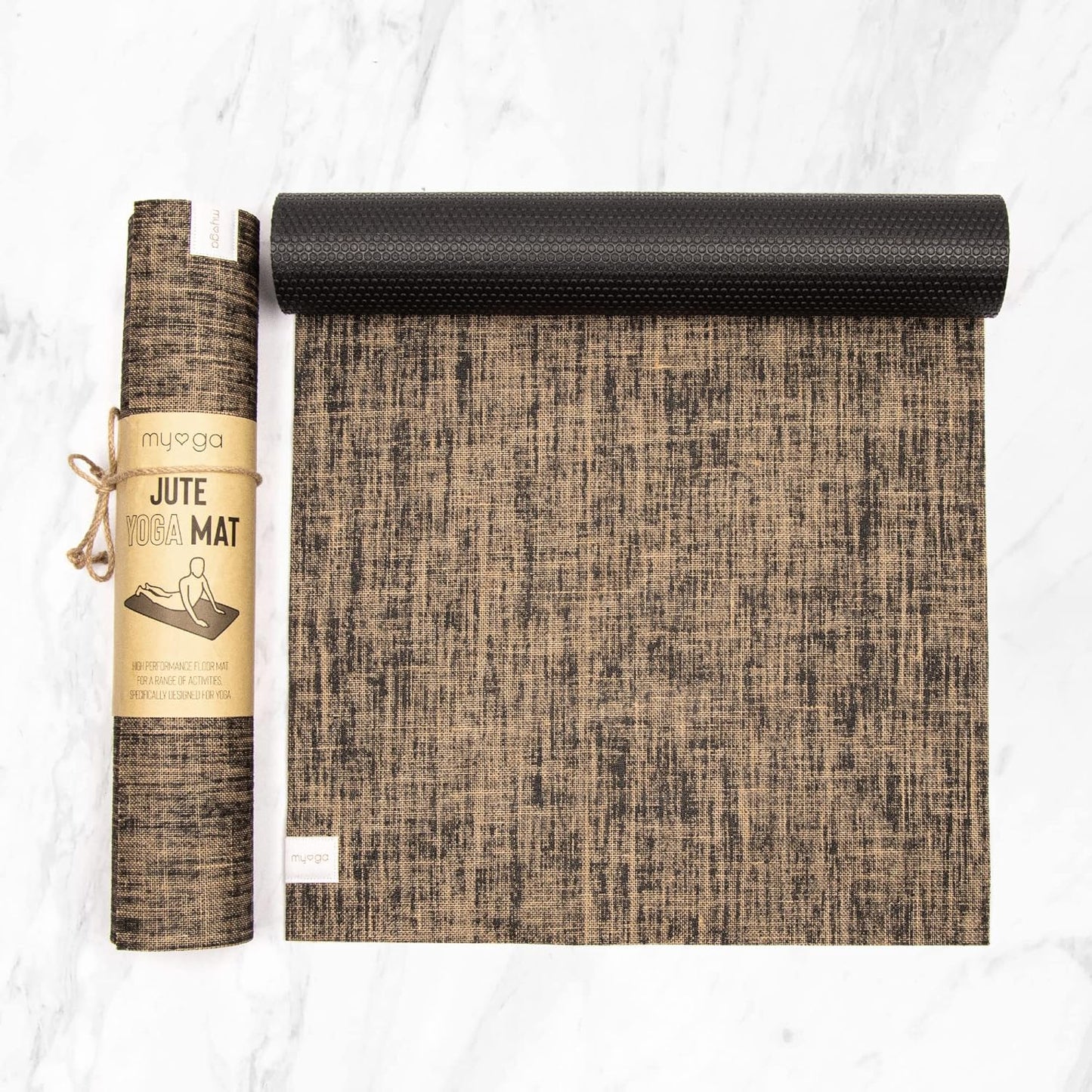 Jute Yoga Mat, High Performance Vegan Floor Exercise Mat, Eco Friendly Biodegradable Yoga Mat with PVC Backing,72" x 24", 0.2" Thickness