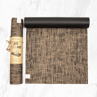 Jute Yoga Mat, High Performance Vegan Floor Exercise Mat, Eco Friendly Biodegradable Yoga Mat with PVC Backing,72" x 24", 0.2" Thickness