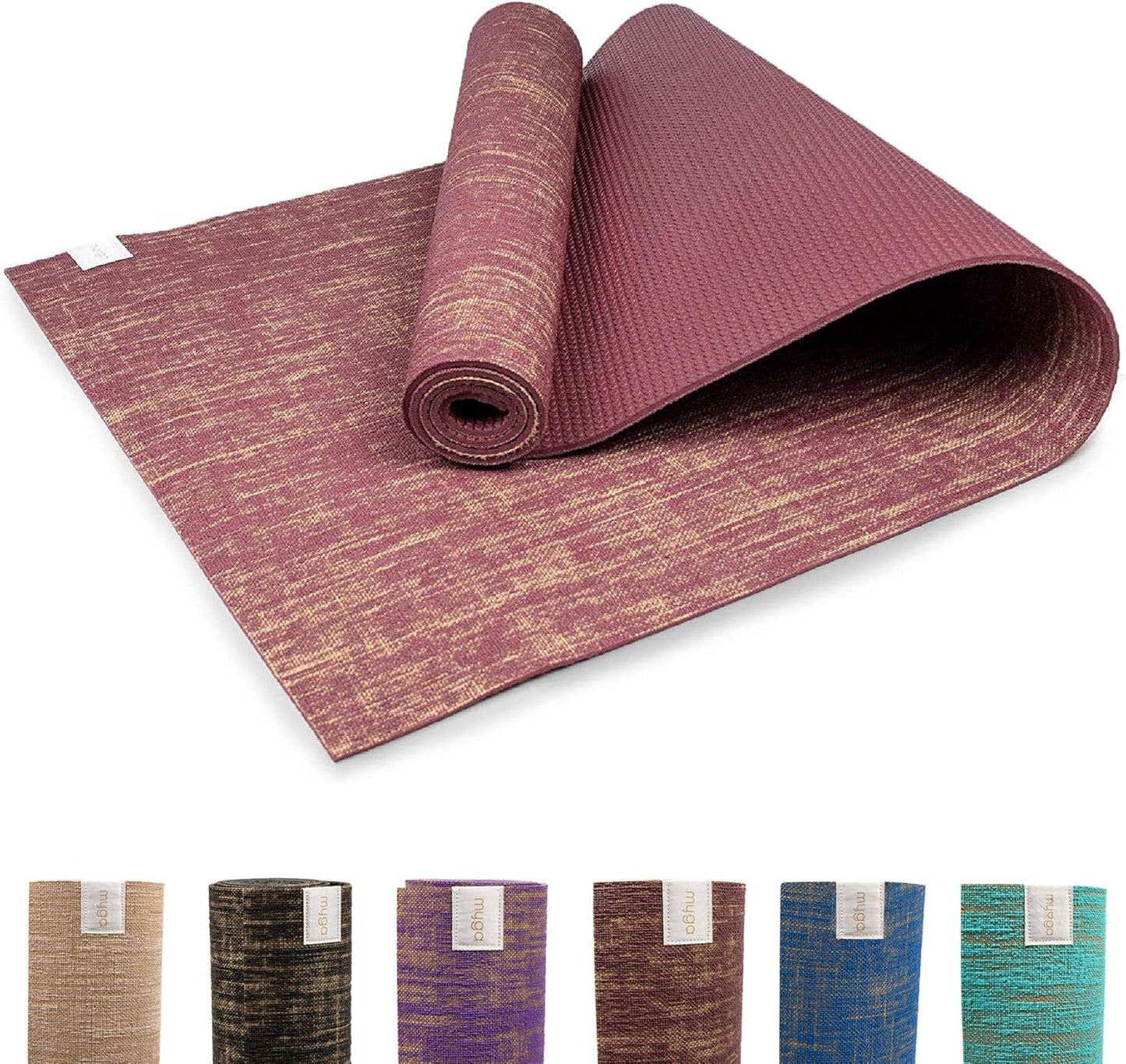 Jute Yoga Mat, High Performance Vegan Floor Exercise Mat, Eco Friendly Biodegradable Yoga Mat with PVC Backing,72" x 24", 0.2" Thickness