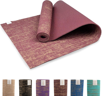 Jute Yoga Mat, High Performance Vegan Floor Exercise Mat, Eco Friendly Biodegradable Yoga Mat with PVC Backing,72" x 24", 0.2" Thickness