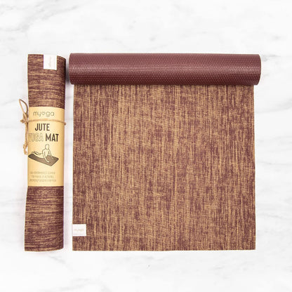 Jute Yoga Mat, High Performance Vegan Floor Exercise Mat, Eco Friendly Biodegradable Yoga Mat with PVC Backing,72" x 24", 0.2" Thickness