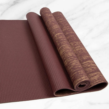 Jute Yoga Mat, High Performance Vegan Floor Exercise Mat, Eco Friendly Biodegradable Yoga Mat with PVC Backing,72" x 24", 0.2" Thickness