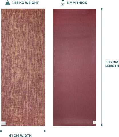 Jute Yoga Mat, High Performance Vegan Floor Exercise Mat, Eco Friendly Biodegradable Yoga Mat with PVC Backing,72" x 24", 0.2" Thickness