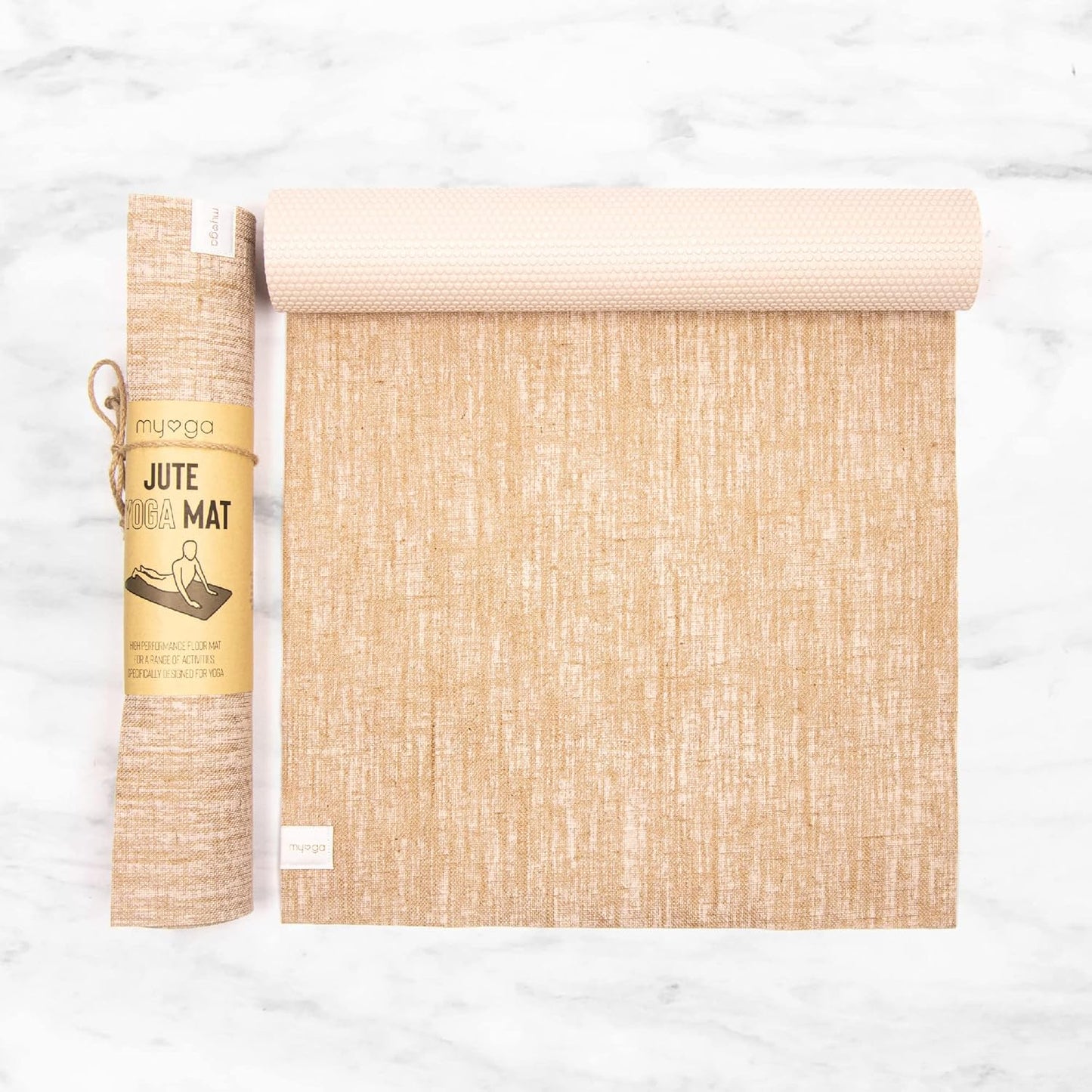 Jute Yoga Mat, High Performance Vegan Floor Exercise Mat, Eco Friendly Biodegradable Yoga Mat with PVC Backing,72" x 24", 0.2" Thickness