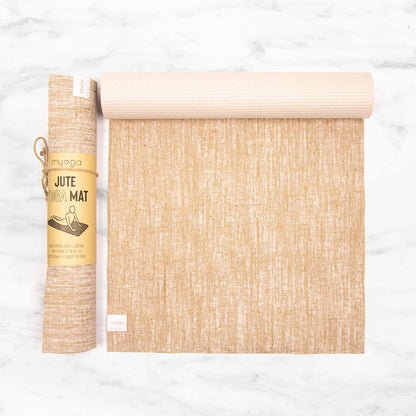 Jute Yoga Mat, High Performance Vegan Floor Exercise Mat, Eco Friendly Biodegradable Yoga Mat with PVC Backing,72" x 24", 0.2" Thickness