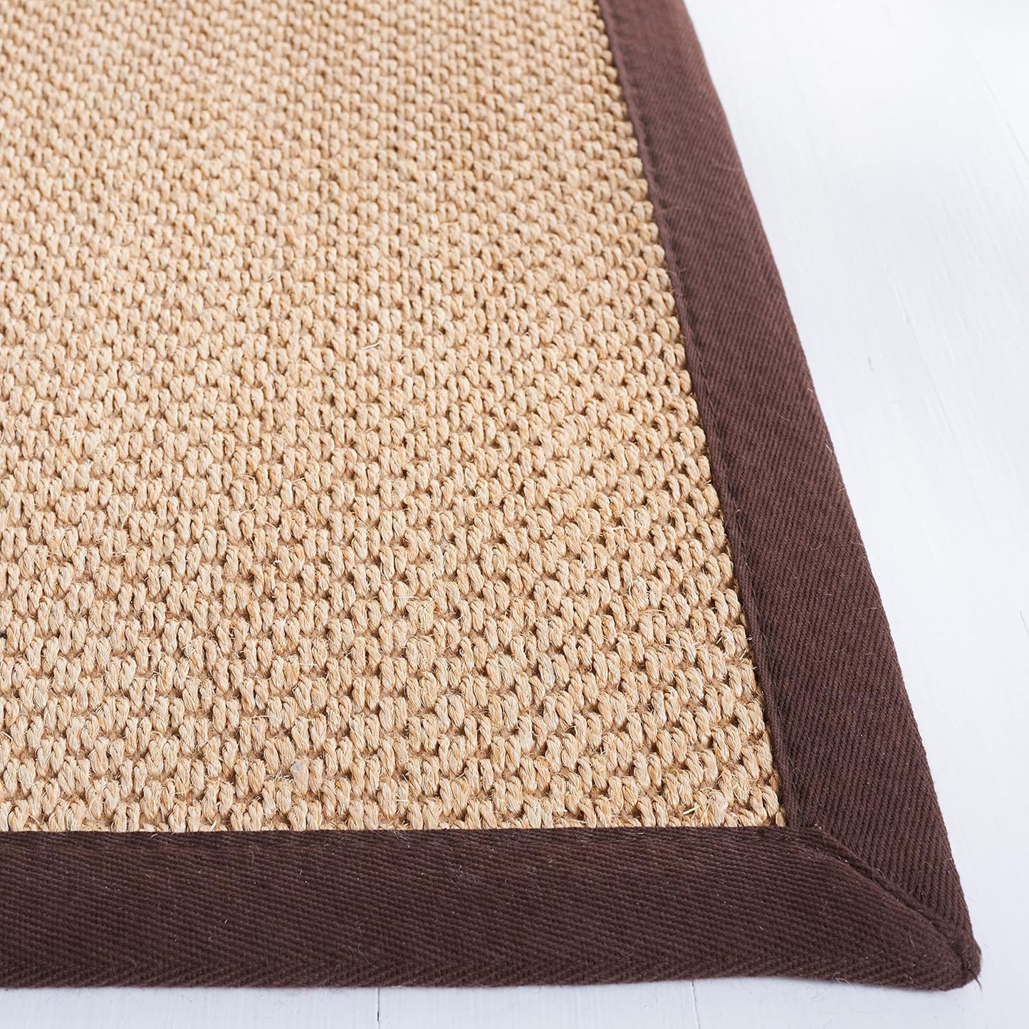 SAFAVIEH Area Rug 11x15 - Natural Fiber Collection - Large - Maize & Linen Color, Sisal, Woven Design with Border (NF141B) - Colors A