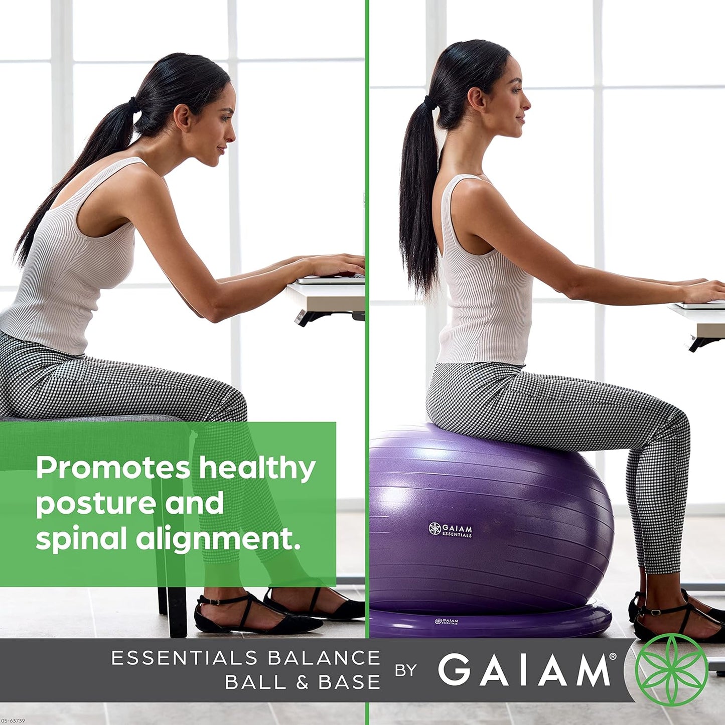 Balance Ball & Base Kit, Yoga Ball Chair, Exercise Ball with Inflatable Ring Base for Home or Office Desk, Includes Air Pump