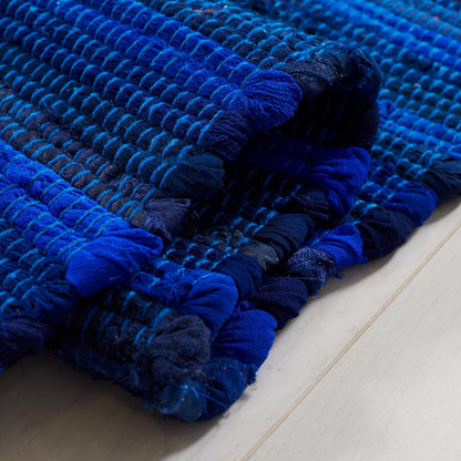 SAFAVIEH Area Rug 3x5 - Rag Rug Collection - Blue & Multi, Handmade Cotton, Boho Stripe Pattern, Ideal for Entryway, Living Room, Bedroom, Dining Space (RAR130B)