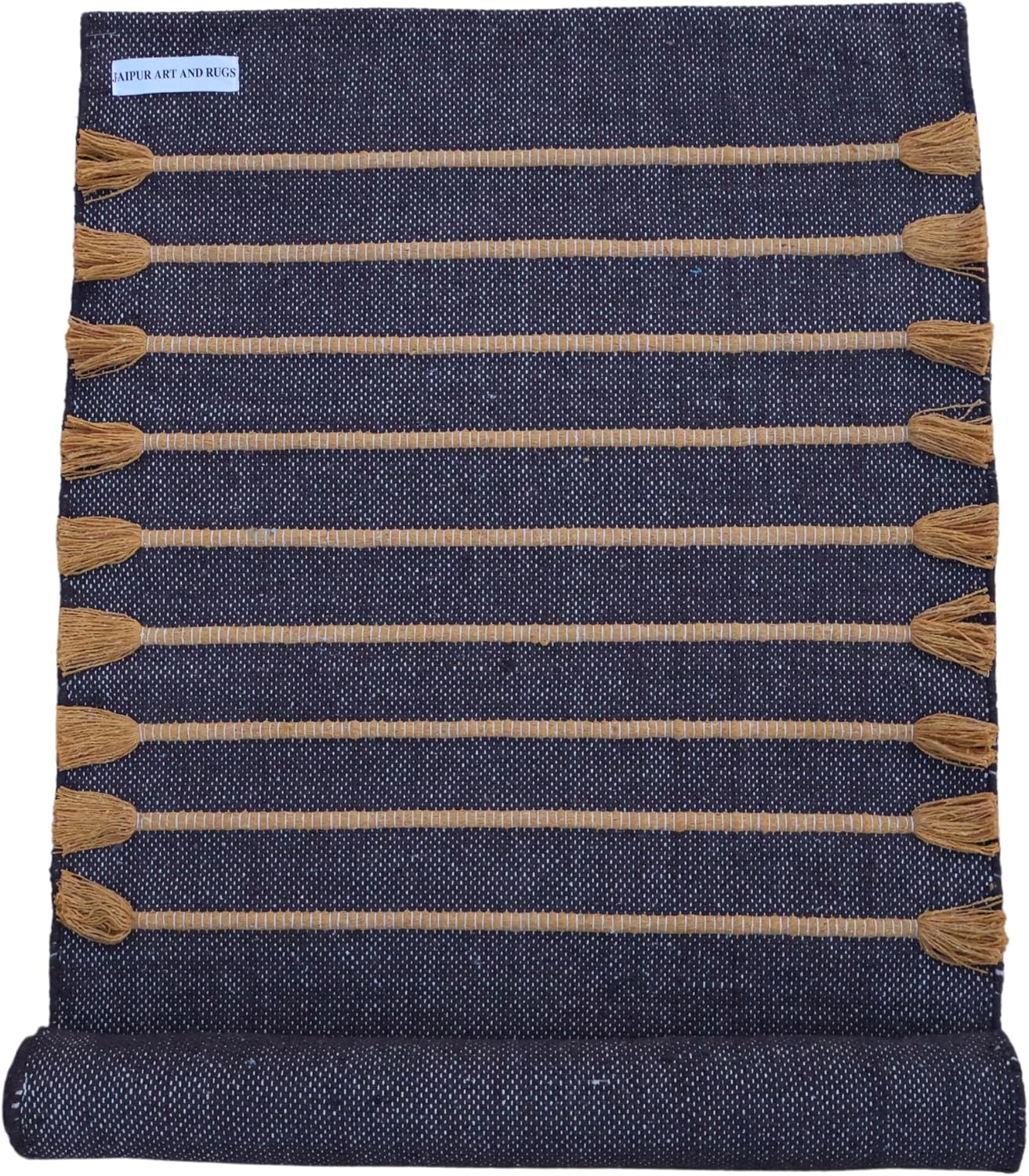 Jaipur Art & Rugs Cotton Yoga Rug - Eco-Friendly Hand-Woven Thick Mat (24”x72”x5mm) for Everyday Fitness at Home - Comfortable & Extra-Long - Colors A