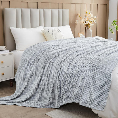 NEWCOSPLAY Super Soft Throw Blanket Light Purple Premium Silky Flannel Fleece Leaves Pattern Lightweight Bed Blanket All Season Use (Light Purple, Throw(50"x60")) - Colors A