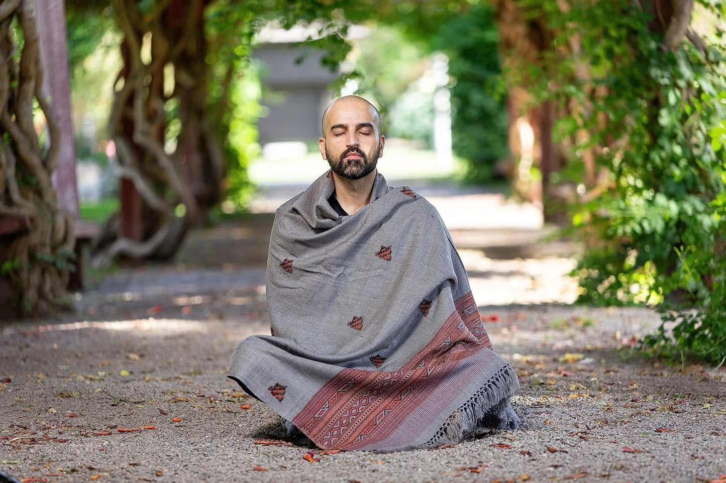 Exotic Vegan Meditation Shawl - Large Unisex Prayer Wrap, Oversize Scarf & Versatile Indian Style Blanket