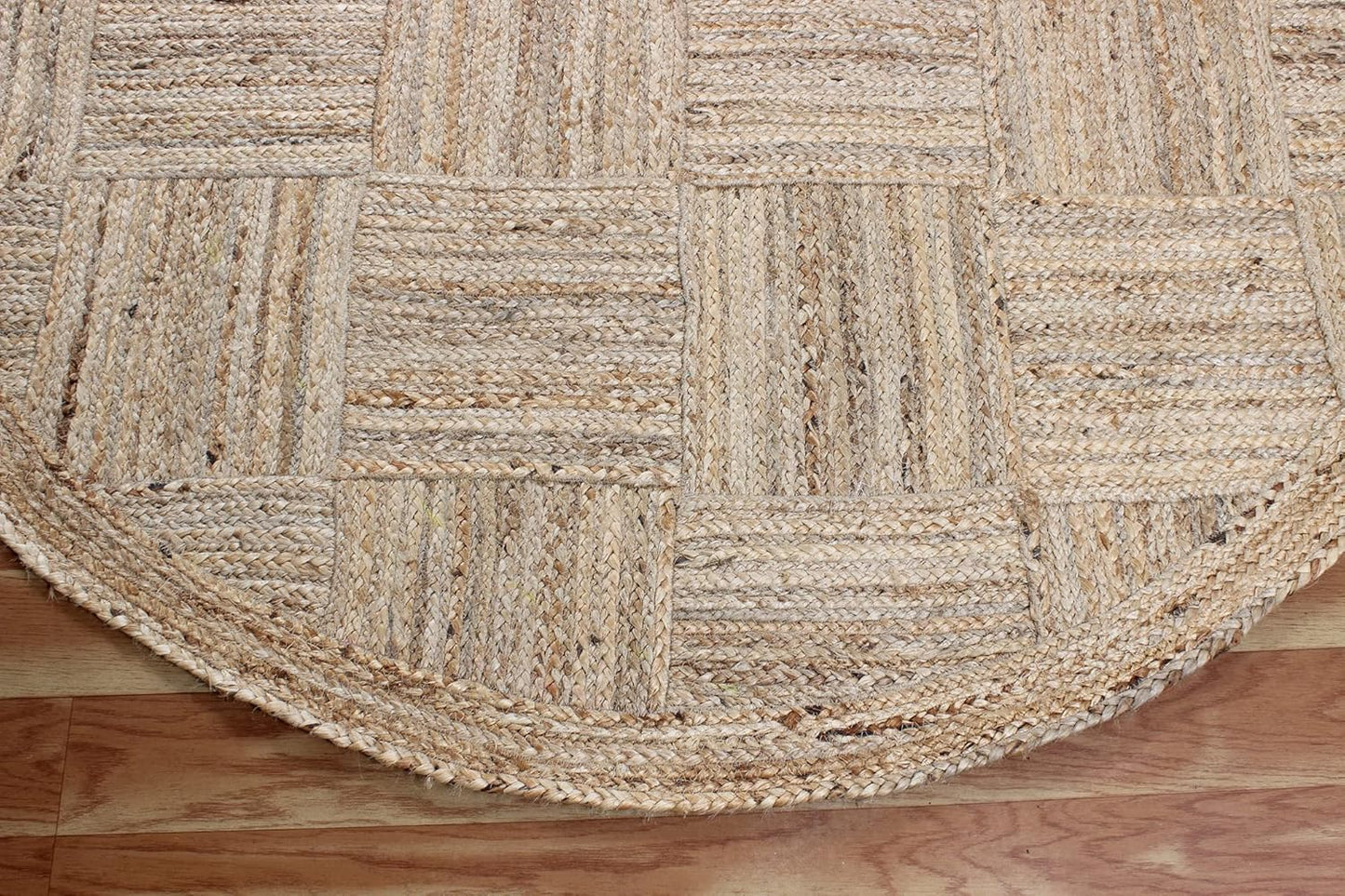 Collection Circle Area Rug - 3 x 3 Ft' Beige and Black Geometric Pettern Jute Mat Ideal for High Traffic Area in Hallway Bedroom Living Room Dining Room Kitchen Terrace Yoga Mat