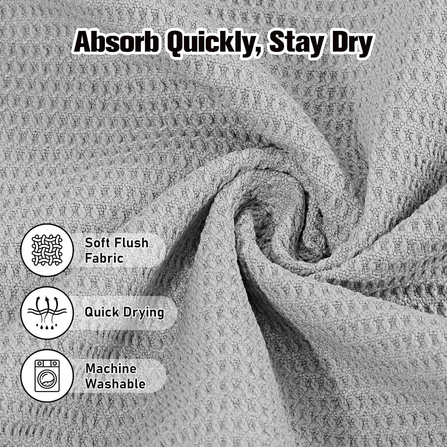 MoKo Hot Yoga Towel, Non-Slip Yoga Mat Towel with Grip Dots, 74.4"×27.3" Yoga Mat Cover for Pilates, Fitness, Meditation, Swimming Pool, Beach, Travel Yoga Mat with Corner Pockets, Gray